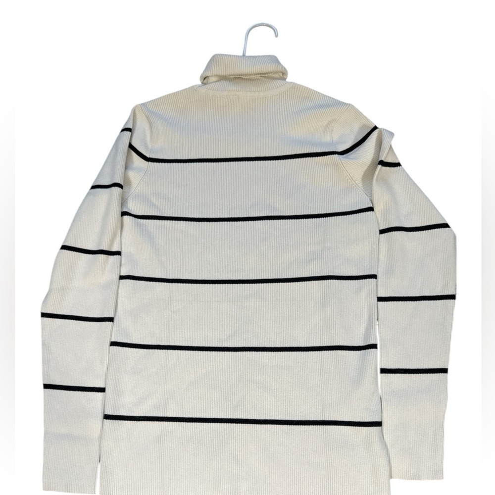 Lauren Ralph Lauren Stripe Turtle Neck Women’s Sweater White/Black New With Tags - Picture 3 of 7